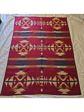 Biederlack of America Southwest / Aztec Blanket Burgundy & Green 57x77"